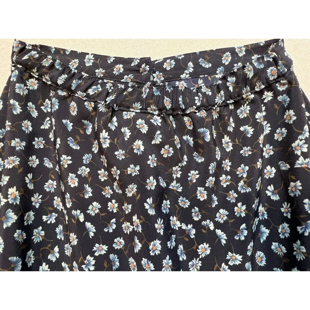 Sostanza Women's Coastal Midi Skirt Size Small Navy White Floral - Picture 7 of 9